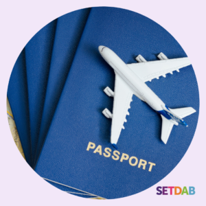 picture of model plane on a blue passport